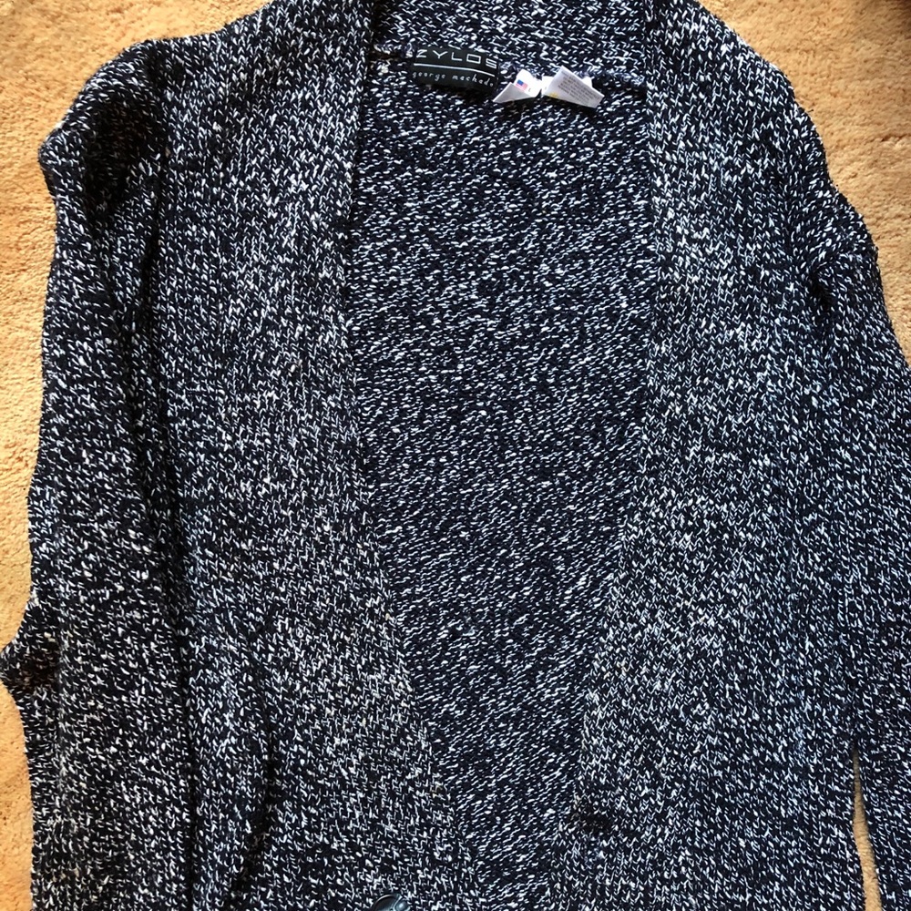 Zylos George Machado Black and White Knit Cardigan